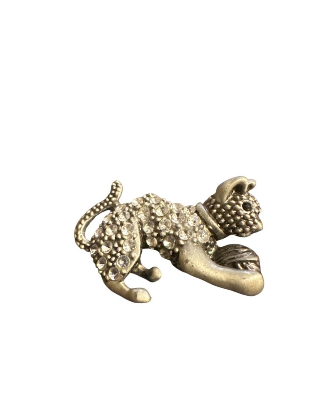 Vintage Gold-Tone Cat Brooch With Rhinestones & Black Accent Eyes - Picture 5 of 5
